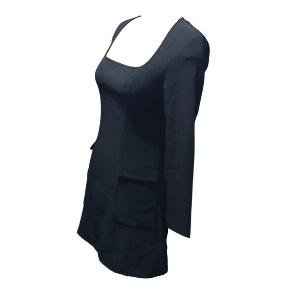 Halara Long Sleeve Square Neck Mini Cargo Work Dress Sz Small Black - Picture 14 of 16